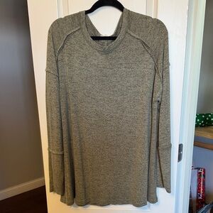 Easel Heather Green Knit Top
